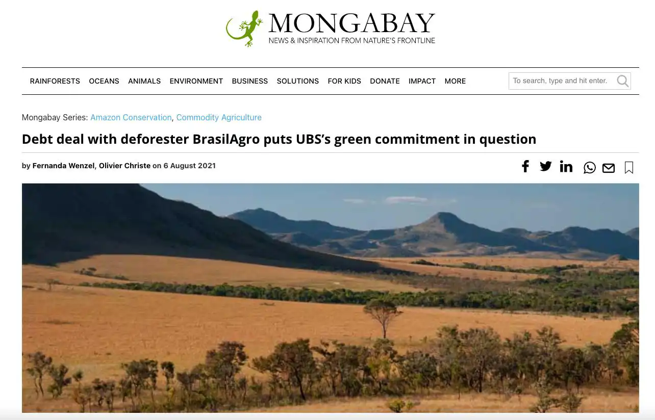 Debt deal with deforester BrasilAgro puts UBS’s green commitment in question
